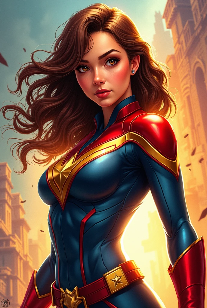 A brown-haired girl, Marvel comic book version.