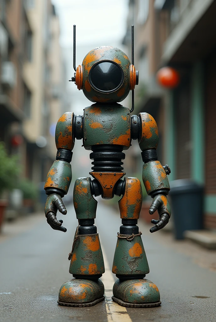 A recyclable collector made of PET bottles with black PVC pipes in a realistic style