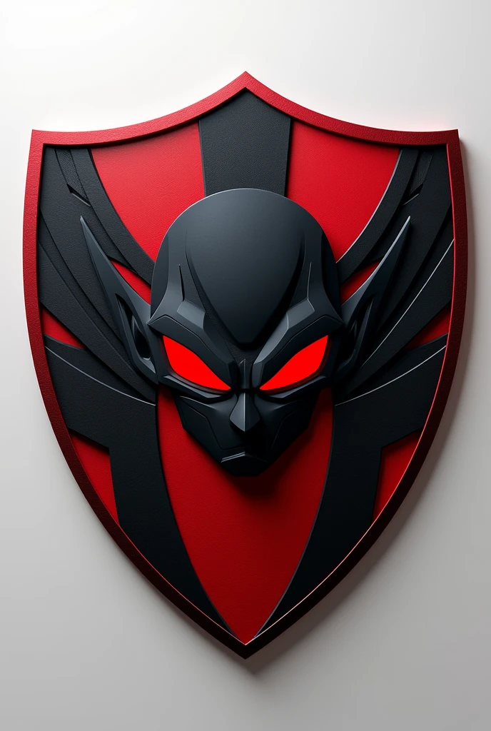 "Create a round football shield in a modern style with black and red colors. Place an image of Evil Goku at the center of the shield. Above the shield, include the team name 'White DKS,' and below the shield, add the text 'Rei dos Passes.' Ensure the design is sharp and in high-definition 4K."