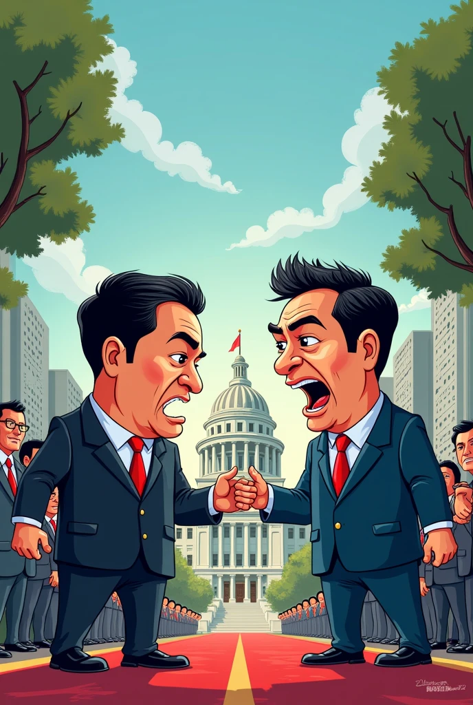 2d cartoon showing The relationship between the Philippine government and Philippine Media.

