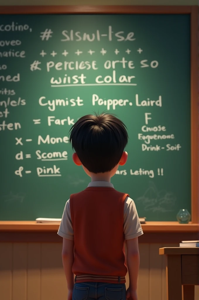 search on Google for a solved exercise on a parable and paste it on a blackboard and put a pixar-style teenager in front of the blackboard