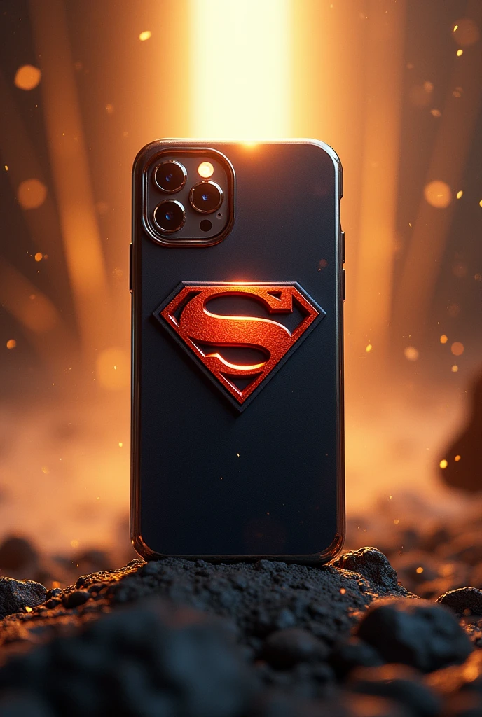 create an image behind the iPhone puts a Superman style case.