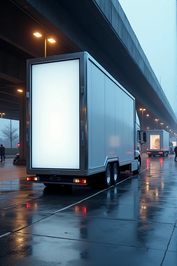 4-wall advertising stand, that it is elegant and the company takes care of facial recognition with cameras, and offer a 24-hour surveillance service/7 to large trucks