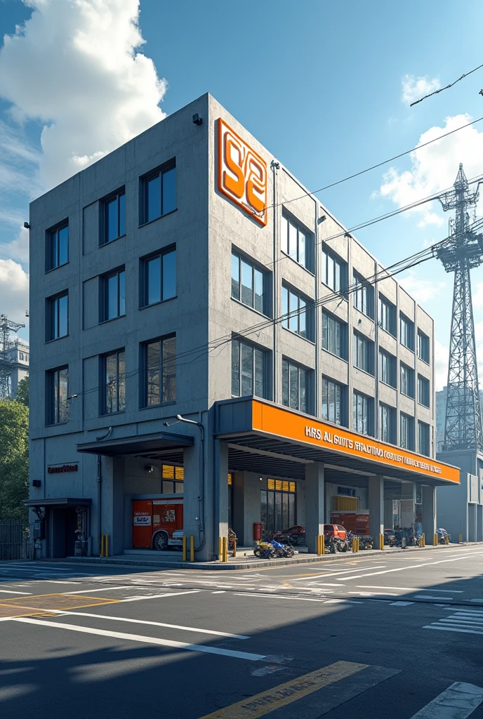 create a realistic building image for my protection and storage company within the mechanical industry make the image horizontal 
