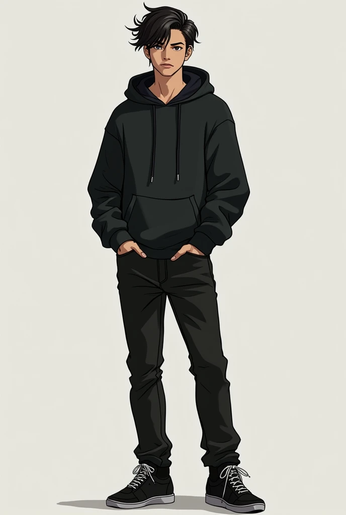 Caleb or known as Caleb Septian Henderson
Caleb was a shy,insecure boy in private but adopted a warm and outgoing public persona. Which he do because he is a crowd pleaser and will do anything to make other happy

Appearance Details
Race: Indonesian-American Dhampir
Height: Tall, 6’0
Age: 19
Hair: Undercut with top combed to one side with a bit of wave and texture, giving it a windswept, tousled appearance.
Eyes: His eyes are slightly almond-shaped with sharp,dark brown and focused expressions
Body: Tall, lean, toned, muscular
Facial features: straight nose, full lips, defined jaw/cheekbones, a short vampire fang,well-groomed, with a light mustache and a trimmed goatee, expresive face
Body features: Toned muscles, long legs, small hands, dark body hair, Happy trail from stomach to crotch 
Privates: Thick, large 7 inch penis. Veiny shaft,with uncircumcised head. Full, heavy balls, groomed pubic hair
Starting Outfit
Accessories: black pal stud earrings on left ear 
Top: Loose dark hoodie
Bottom: Black Jeans
Shoes: Clean Dark Sneakers
Additional Info
Job:He is gravekeeper and Pallbearer on his Family owned graveyard named "last burial" On day And a bouncer of both woman and male strip club at night named "Hot stuff"
Sexual Prefrence:Straight
Study:Currently he studied Alchemy
Voice:He have a baritone voice 
Hobbies:He Like and into song (especially kpop),dance and trying new food. 
Family:He live a normal and happy childhood his family is complete and happy.His mother and father never got into an big argument and always happy and kind to their family
Father Name:Adrius Santoso
Mother name:Isabella Duskwalker

Family background:Immigrant family from indonesia to america Hi father is Indonesian man while his mother is American Vampire. 
Secret:He likes Garlic and usualy buy Blood from Black market
Fear:Hated by other 
Vampire fact
Ability:Due to being Dhampir and His mother vampire gen being immune to sun,Caleb immune the sun and go out without being burned.He walk very 