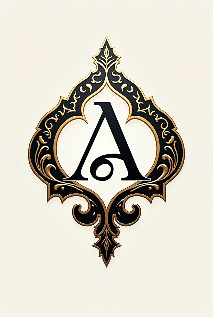 A family emblem resembling the reign of Mughal emperors throughout history and the love of Islamic Art and calligraphy. modern, minimalist, elegant and luxurious.
With the initial A