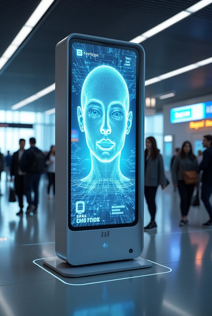 Advertising stand for large companies that handles facial recognition.