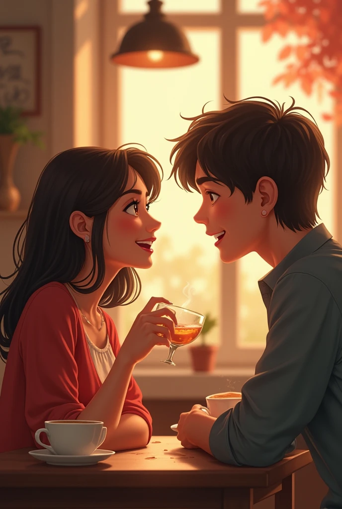 In a quiet café, she accidentally spilled coffee on him. Apologizing, their eyes met, and laughter filled the air. Months later, they found love in each other's smiles and shared moments.