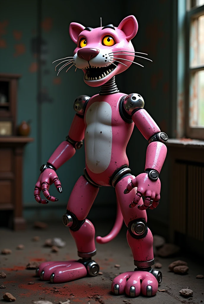 The pink panther as an animatronic from fnaf 1