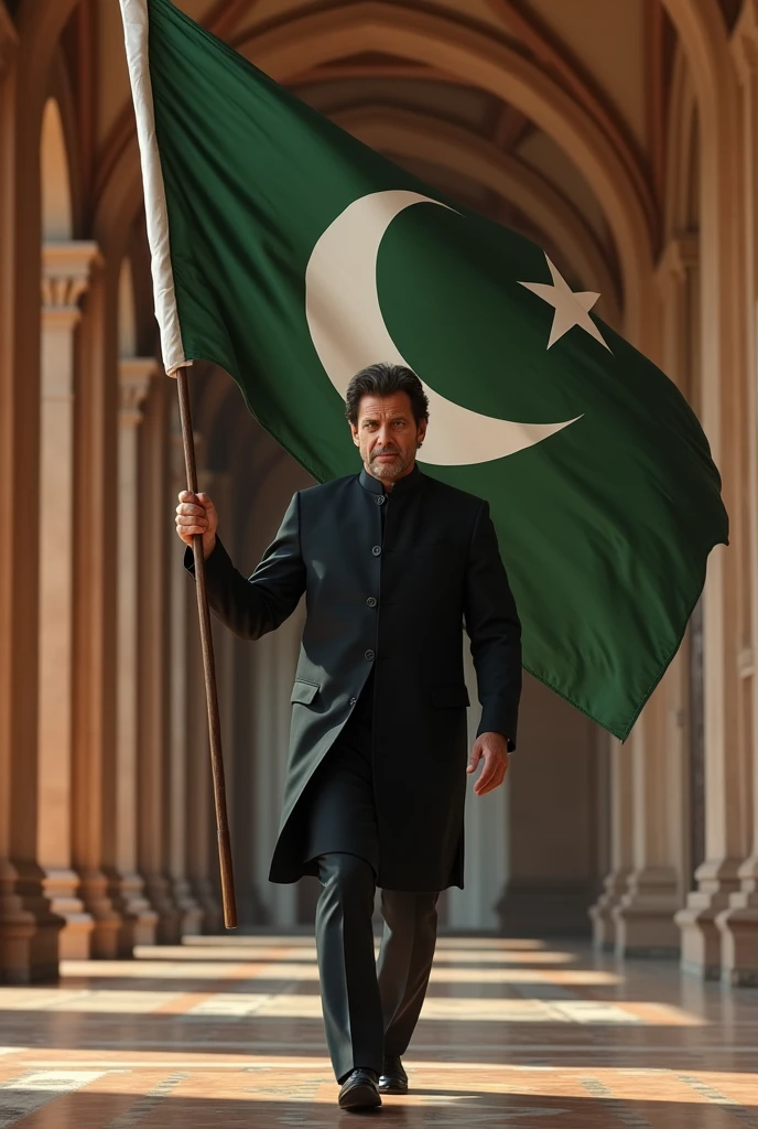 PM Minister Imran khan walking In Supreme Court with PTI flag