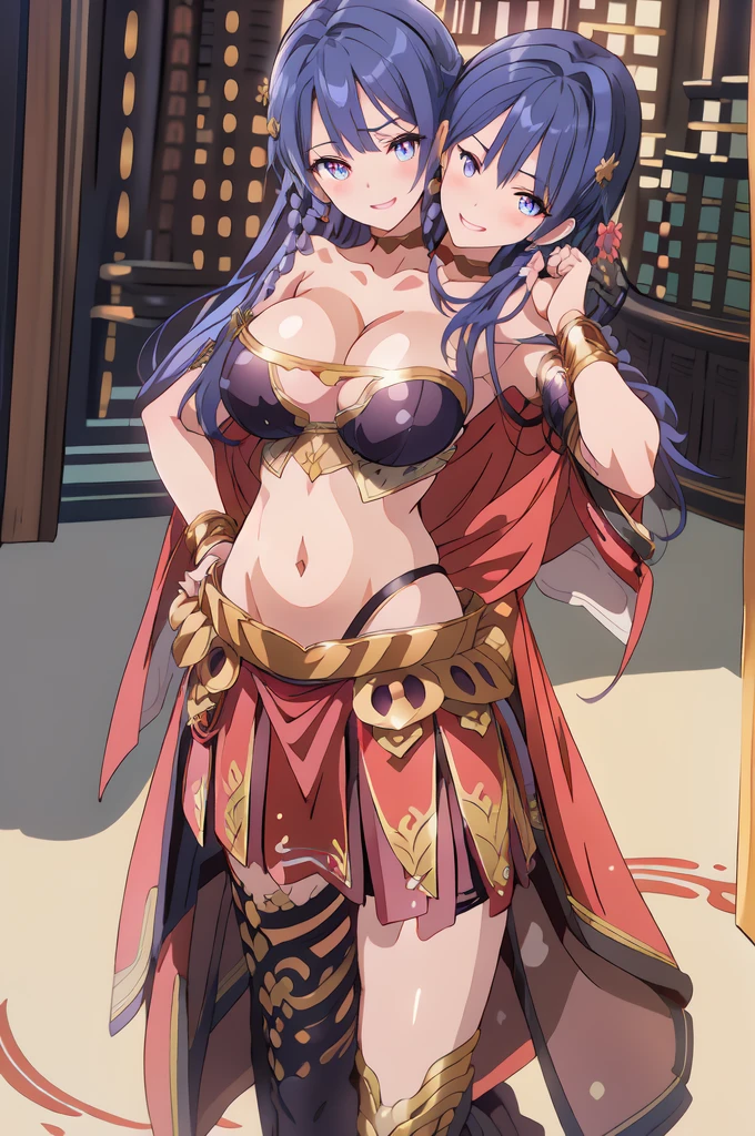 lobelia, 1girl, long hair, (3heads:1.5), open belly, very huge breasts, (very, beautiful eyes:1.5), (very detailed eyes:1.5), verylarge breast, blush, lipstick, jewelry, earrings, Hot girl, baddie, staring, glaring, bad attitude, mean girl, dare, angry, hate, crazy, smoking, sensual, attractive , blush, lipstick, masterpiece, best quality, highly detailed, fantasy , a anime girls in armored dress holding a sword
posing for a picture, evil smile, smile, open mouth, breastplate with open cleavage, cleavage, warrior
outfit, ecchi anime style, anime girls, ecchi style, (nsfw) not safe for work, ecchi, digital anime art!!, in
anime style, official artwork, visual novel cg, beautiful anime girl, anime style 4 k , loincloth, exposed
belly, exposed navel, exposed midriff, exposed lower belly, pencil skirt armored, castle,inside castle