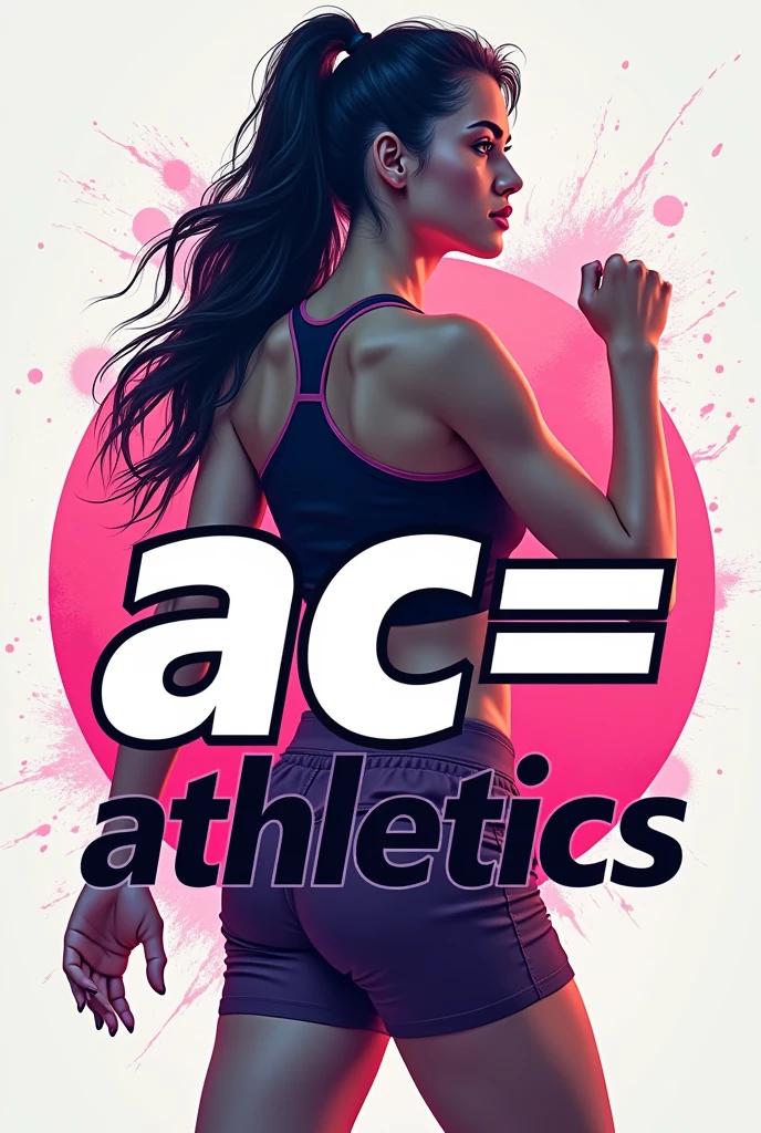 Create an image of a logo containing the letters AC=  and say Athletics. With athletics design with background image styles for a young woman.