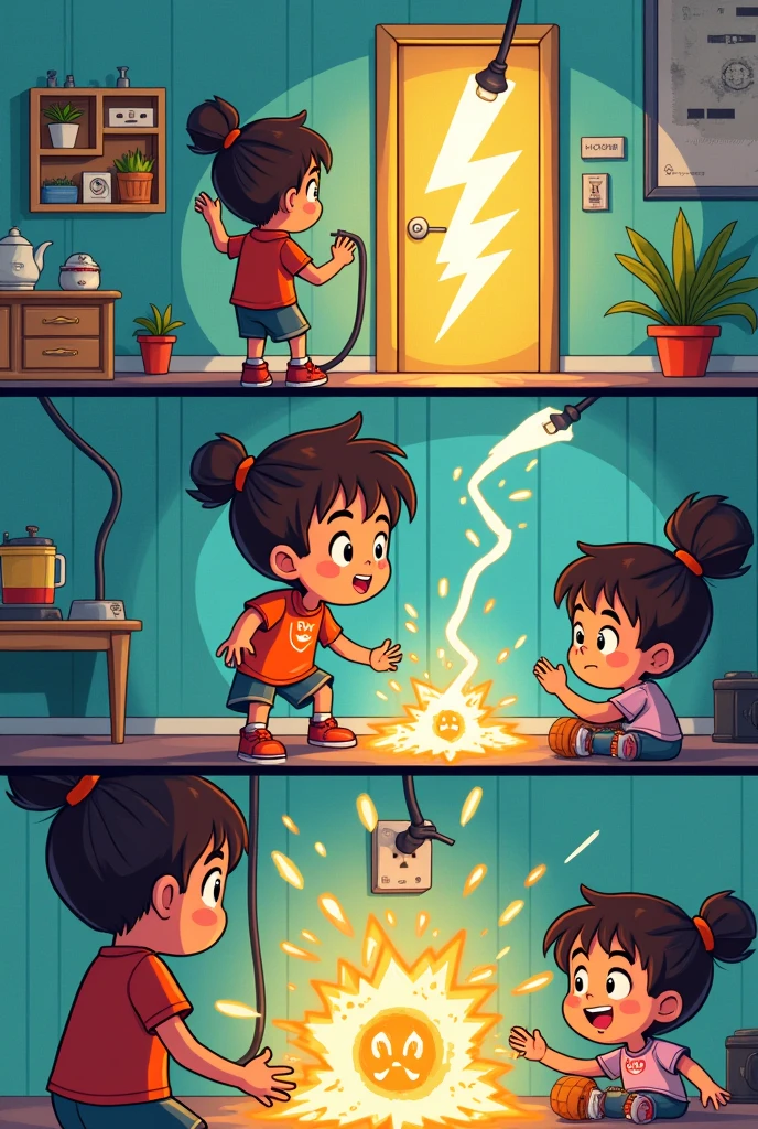 Create a comic about being aware of the danger of electricity