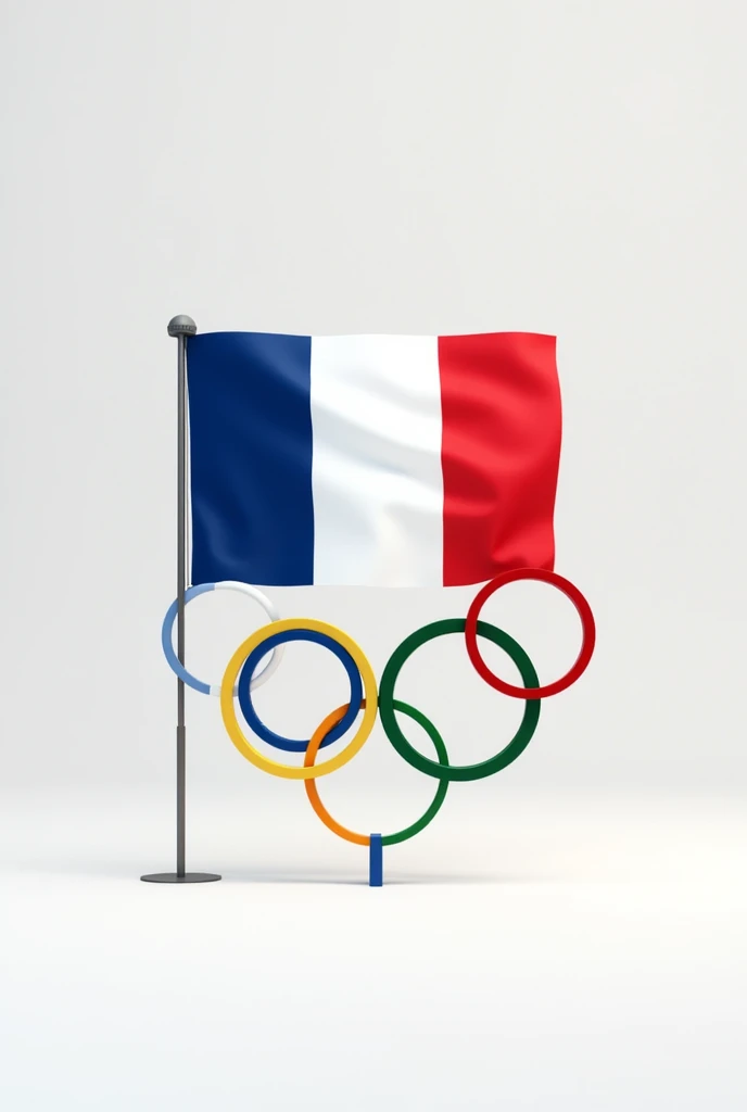 An image with the French flag with the five Olympic rings which would be the symbol of the Olympics 