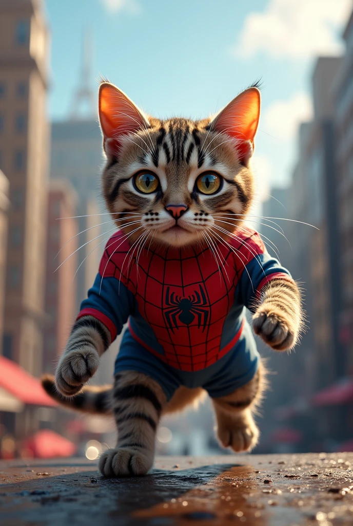 Cat in spiderman suit