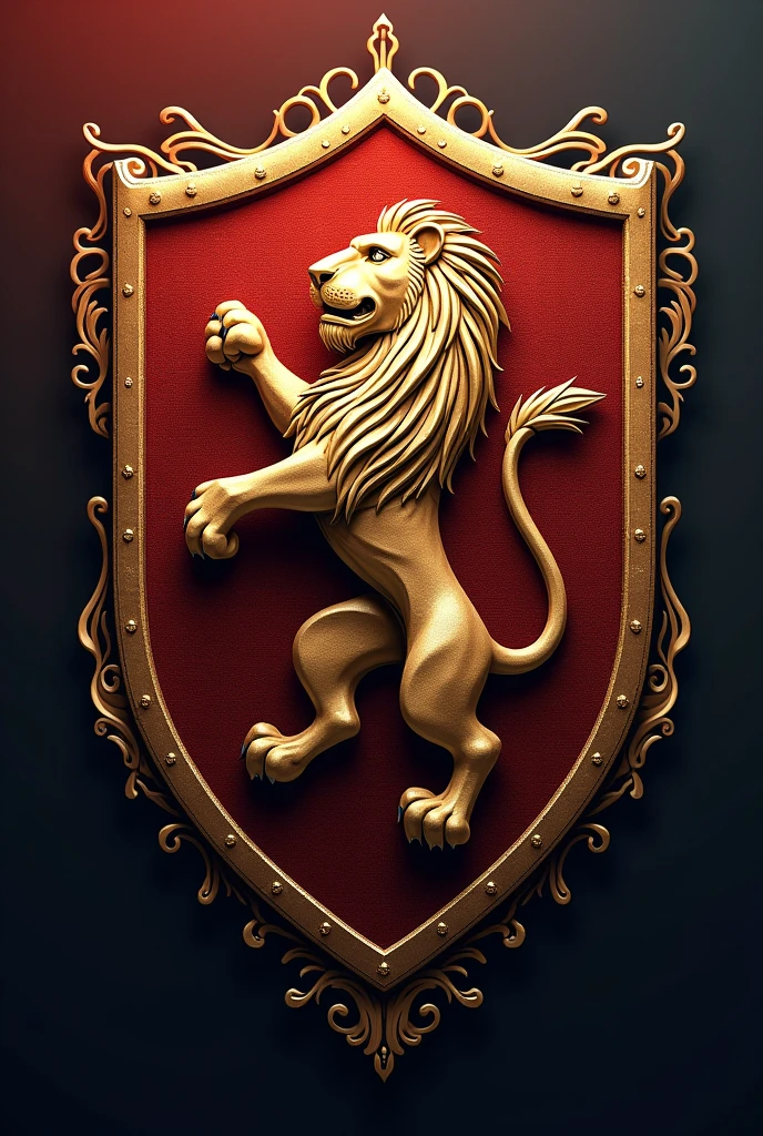 Make a soccer team shield, the shield has a lion, the shield has an outline

