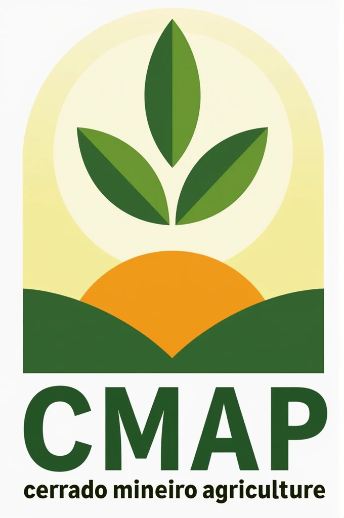 Logo for agribusiness company.
company name: CMAP cerrado mineiro agriculture