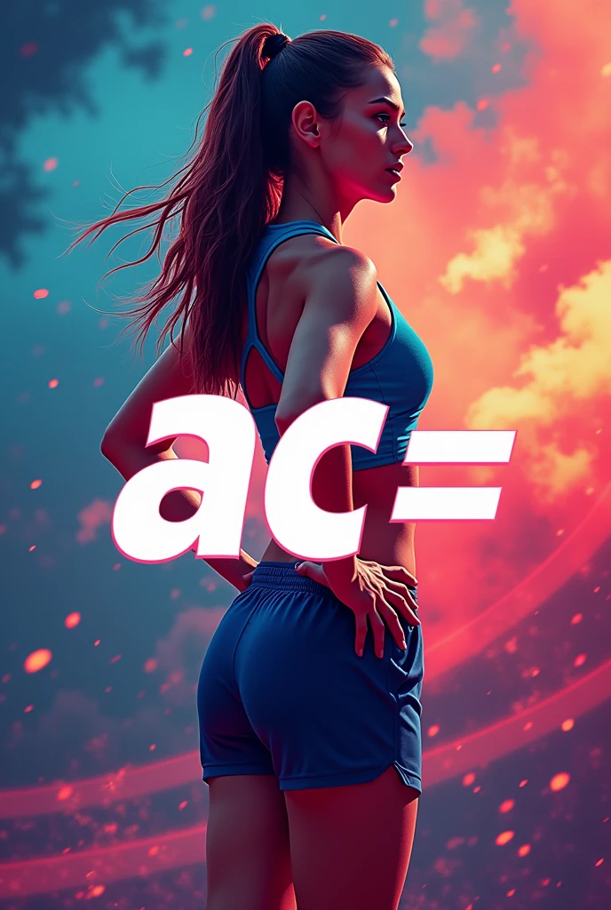 Create an image of a logo containing the letters AC=  and say Athletics. With athletics design with background image styles for a young woman.