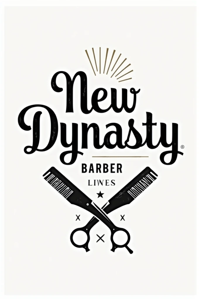 Create a barber shop logo with the name , new dynasty