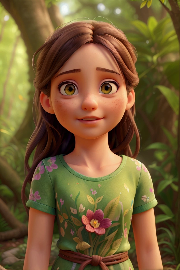 beautiful young girl, 1girl, playing in a lush forest, detailed face, beautiful eyes, delicate features, flowing hair, sunlight filtering through trees, serene nature, wildlife, colorful flowers, mossy rocks, detailed environment, photorealistic, highly detailed, cinematic lighting, vibrant colors, (best quality,4k,8k,highres,masterpiece:1.2),ultra-detailed,(realistic,photorealistic,photo-realistic:1.37),digital painting, concept art