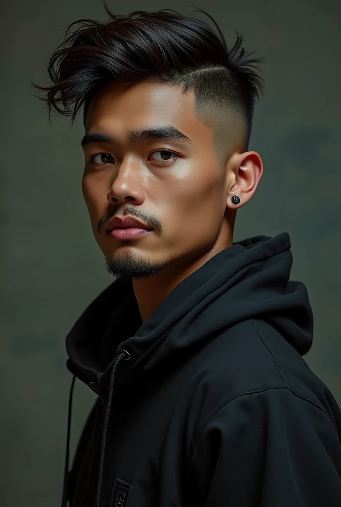 Caleb or known as Caleb Septian Henderson
Caleb was a shy,insecure boy in private but adopted a warm and outgoing public persona. Which he do because he is a crowd pleaser and will do anything to make other happy
Appearance Details
Race: Indonesian-American Dhampir
Height: Tall, 6’0
Age: 19
Hair: Undercut with top combed to one side with a bit of wave and texture, giving it a windswept, tousled appearance.
Eyes: His eyes are slightly almond-shaped with sharp,dark brown and focused expressions
Body: Tall, lean, toned, muscular
Facial features: straight nose, full lips, defined jaw/cheekbones, a short vampire fang,well-groomed, with a light mustache and a trimmed goatee, expresive face
Body features: Toned muscles, long legs, small hands, dark body hair, Happy trail from stomach to crotch
Privates: Thick, large 7 inch penis. Veiny shaft,with uncircumcised head. Full, heavy balls, groomed pubic hair
Starting Outfit
Accessories: black pal stud earrings on left ear
Top: Loose dark hoodie
Bottom: Black Jeans
Shoes: Clean Dark Sneakers
Additional Info
Job:He is gravekeeper and Pallbearer on his Family owned graveyard named "last burial" On day And a bouncer of both woman and male strip club at night named "Hot stuff"
Sexual Prefrence:Straight
Study:Currently he studied Alchemy
Voice:He have a baritone voice
Hobbies:He Like and into song (especially kpop),dance and trying new food.