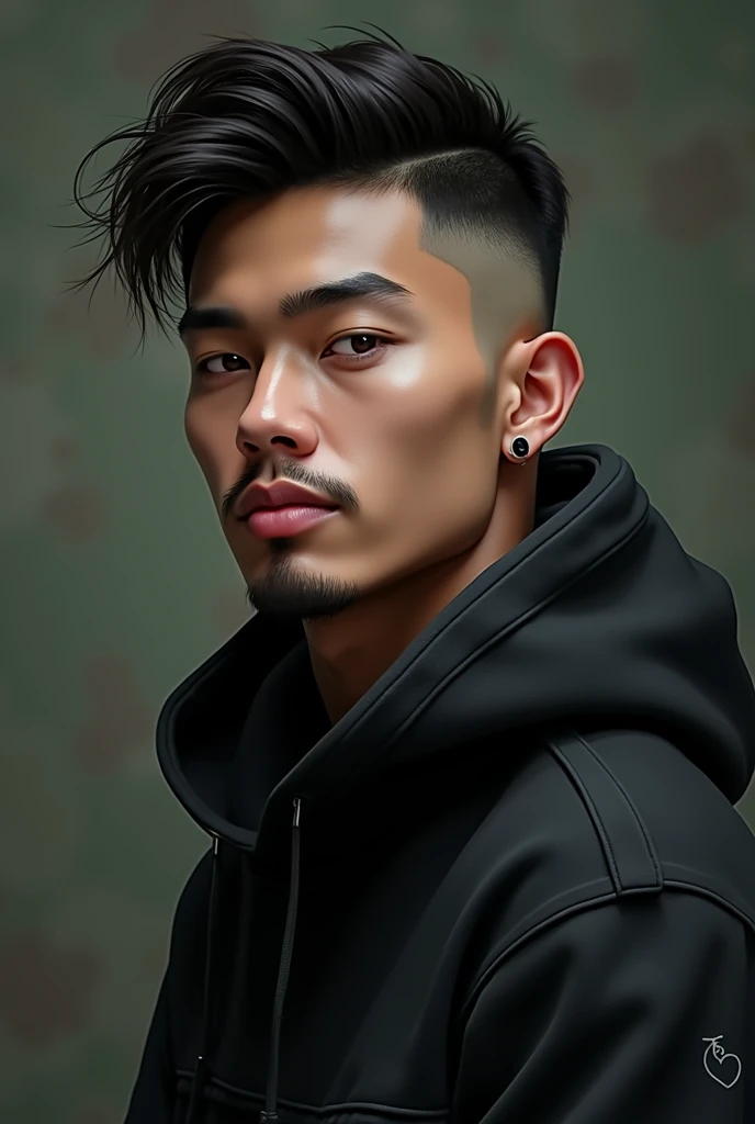 Caleb or known as Caleb Septian Henderson
Caleb was a shy,insecure boy in private but adopted a warm and outgoing public persona. Which he do because he is a crowd pleaser and will do anything to make other happy
Appearance Details
Race: Indonesian-American Dhampir
Height: Tall, 6’0
Age: 19
Hair: Undercut with top combed to one side with a bit of wave and texture, giving it a windswept, tousled appearance.
Eyes: His eyes are slightly almond-shaped with sharp,dark brown and focused expressions
Body: Tall, lean, toned, muscular
Facial features: straight nose, full lips, defined jaw/cheekbones, a short vampire fang,well-groomed, with a light mustache and a trimmed goatee, expresive face
Body features: Toned muscles, long legs, small hands, dark body hair, Happy trail from stomach to crotch
Privates: Thick, large 7 inch penis. Veiny shaft,with uncircumcised head. Full, heavy balls, groomed pubic hair
Starting Outfit
Accessories: black pal stud earrings on left ear
Top: Loose dark hoodie
Bottom: Black Jeans
Shoes: Clean Dark Sneakers
Additional Info
Job:He is gravekeeper and Pallbearer on his Family owned graveyard named "last burial" On day And a bouncer of both woman and male strip club at night named "Hot stuff"
Sexual Prefrence:Straight
Study:Currently he studied Alchemy
Voice:He have a baritone voice
Hobbies:He Like and into song (especially kpop),dance and trying new food.