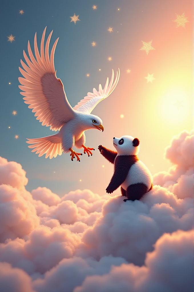 Egle plus panda mixed in sky