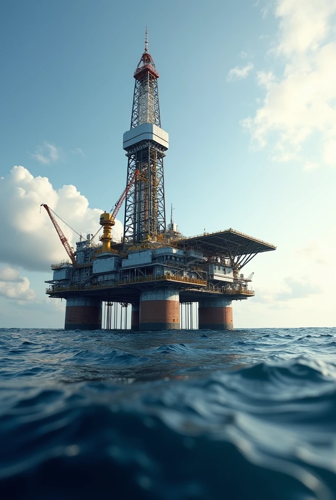 drilling rig with a well in operation. Highlights the location of the BOP just above the wellbore