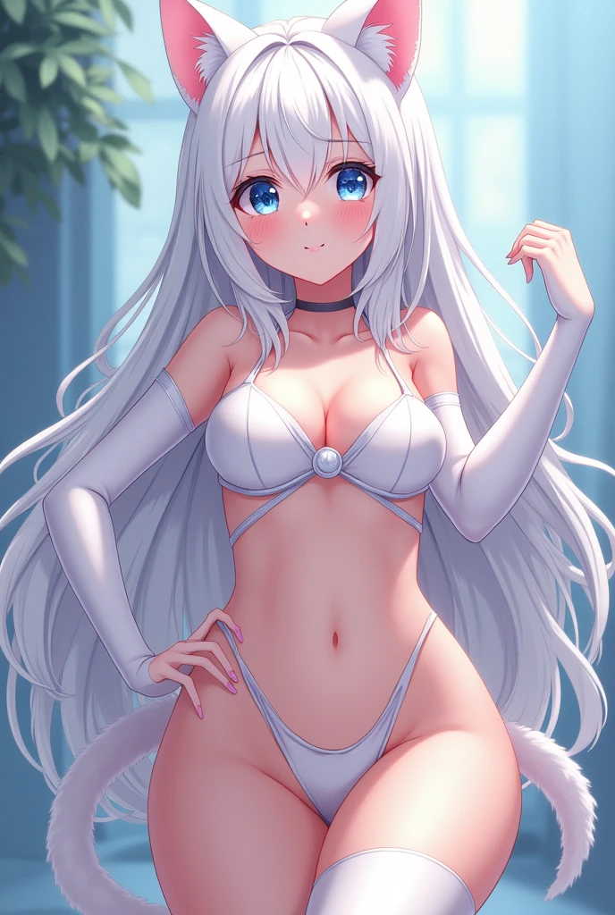 neko men big butt anime blue eyes white hair cute 