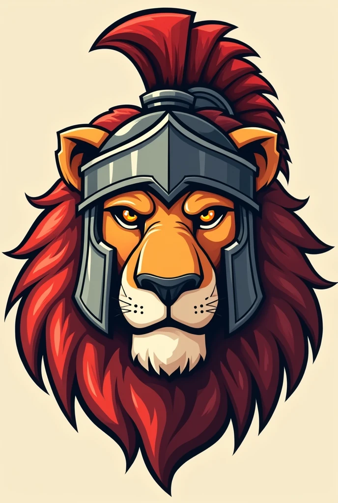 Create a Lion head using Spartan Helmet, not realistic, just cartoonize