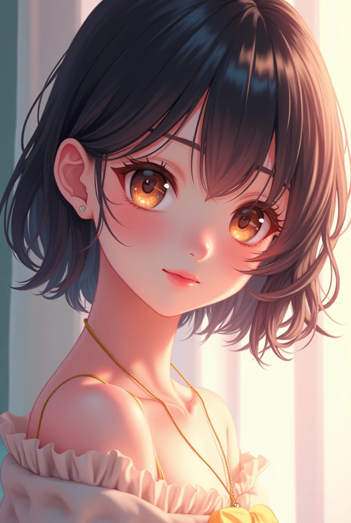 a cute anime girl with short hair and a slight tilt of the face, detailed facial features, beautiful detailed eyes, beautiful detailed lips, extremely detailed face, long eyelashes, beautiful skin, delicate expression, soft lighting, pastel color palette, cinematic, vibrant colors, digital painting, highly detailed, hyperrealistic, masterpiece, 8k, best quality