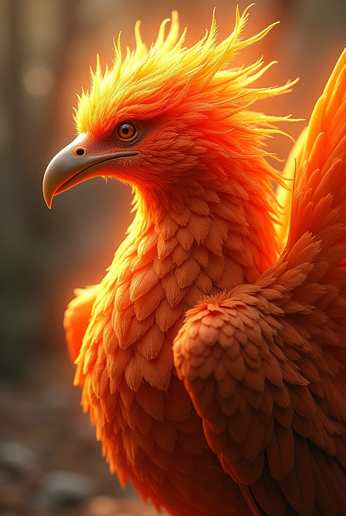 an image of a phoenix&#39;s head, red central part and golden outer part
