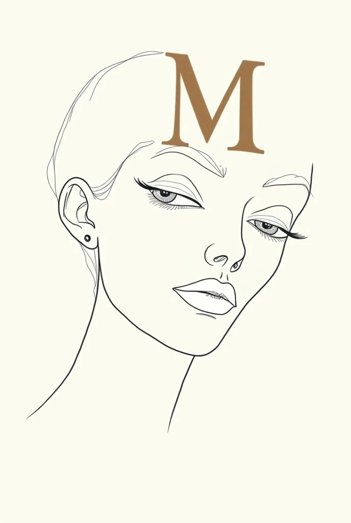 Line art of a face embedded with the letter M and V