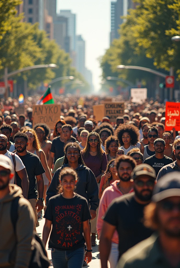 Images of peaceful civil rights protests, people of all races walking together.