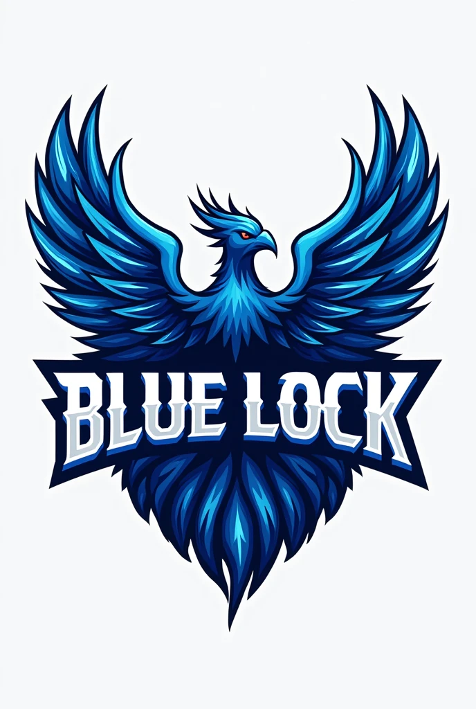 A logo for a football team inspired by the anime Blue Lock with the name Blue Lock and a phoenix