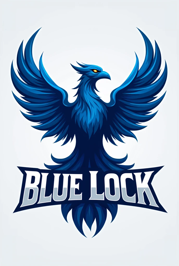 A logo of a football team with the name Blue Lock and a blue phoenix