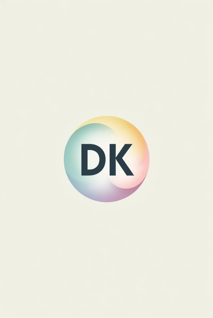 A round logo with the letters DK in pastel colors