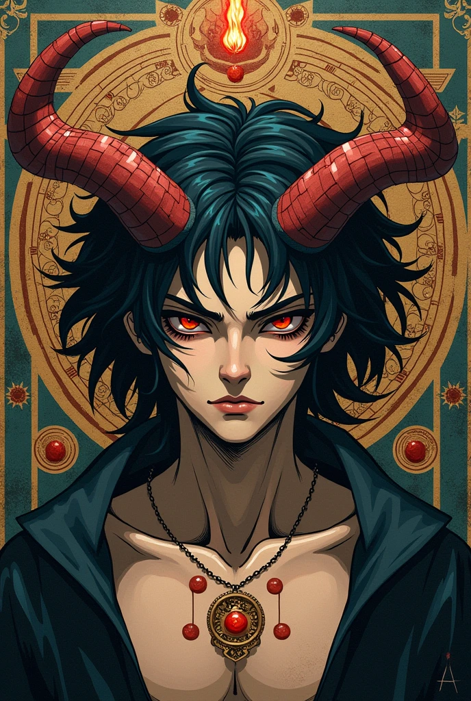 Recreates Power from Chainsaw Man but in a type of Ancient Art assimilating his horns and his beauty, Don't forget to add that demonic touch
