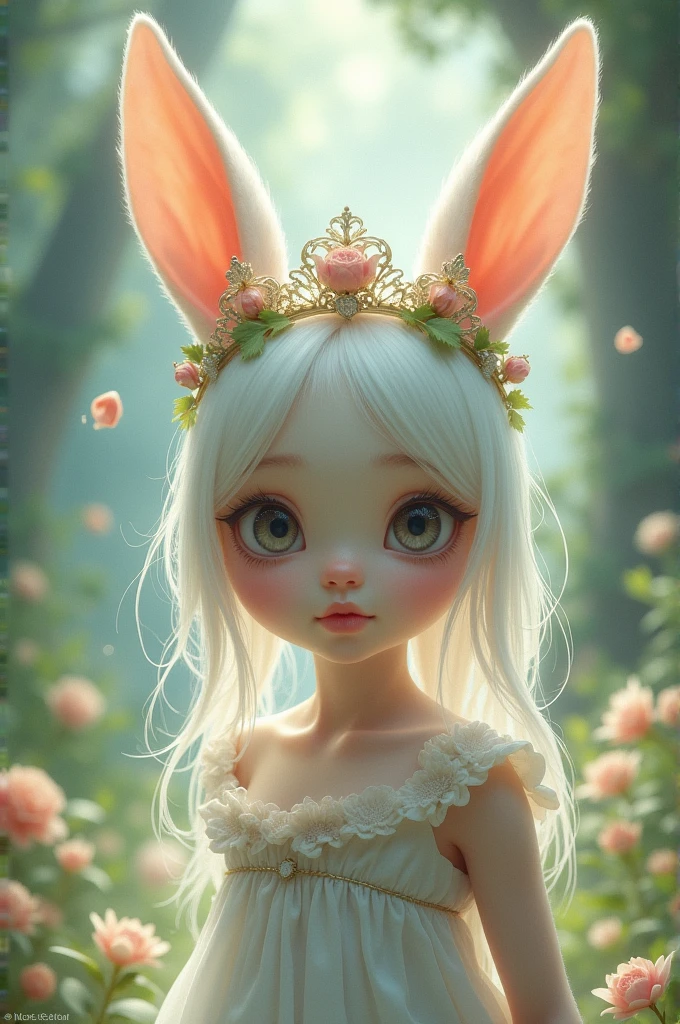 Beautiful bunny girl with crown.