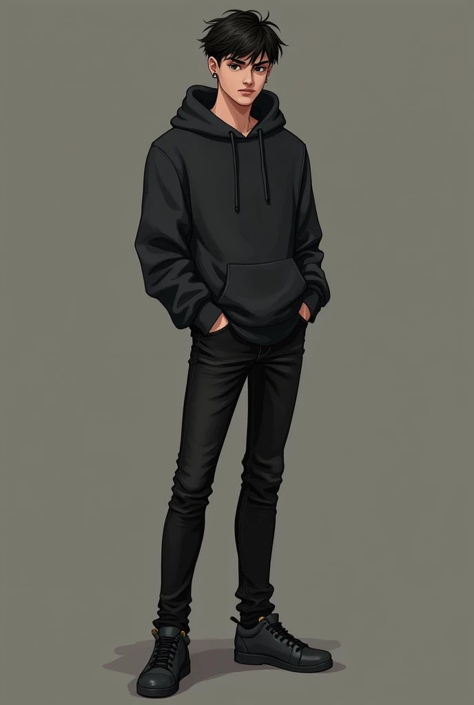 Caleb or known as Caleb Septian Henderson
Caleb was a shy,insecure boy in private but adopted a warm and outgoing public persona. Which he do because he is a crowd pleaser and will do anything to make other happy
Appearance Details
Ethnic:Indonesian-American
Race:Dhampir (Mixed Human and Vampire)
Height: Tall, 6’0
Age: 19
Hair: Undercut with top combed to one side with a bit of wave and texture, giving it a windswept, tousled appearance.
Eyes: His eyes are slightly almond-shaped with sharp,dark brown and focused expressions
Body: Tall, lean, toned, muscular
Facial features: straight nose, full lips, defined jaw/cheekbones, a vampire fang,well-groomed, with a light mustache and a trimmed goatee, expresive face
Body features: Toned muscles, long legs, small hands, dark body hair, Happy trail from stomach to crotch
Starting Outfit
Accessories: black pal stud earrings on left ear
Top: Loose dark hoodie
Bottom: Black Jeans
Shoes: Clean Dark Sneakers