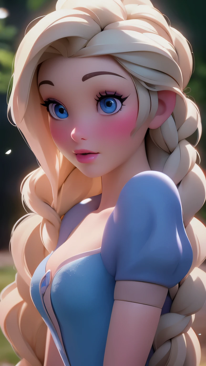 Elsa, (perky breasts), (((small breasts))), smirk:1.2, beautiful blue eyes, (perfect iris’s), depth of colour to her eyes, blonde hair, long hair, braid, full lips, blush, naked, she is showing her vagina, depth of field, bokeh, (special attention to skin detail: 1.2), masterpiece, best quality, ultra-detailed, ultra-HD, photorealistic, cinematic, ((mid camera shot)), sensual pose, alluring, nipples:1.4, looking up at camera, closeup on her face, her cheeks are blushed, 2, she is on her knees, eye contact:1.4, high angle:1.5, ((closeup on face)), perfect face, (((visible breasts))) bokeh everything other than her perfect face, location is Arendelle in winter, ice castle