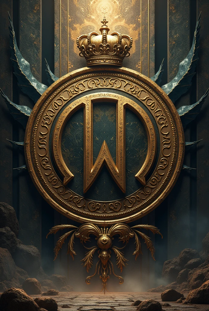 omega symbol with a W in the middle and a crown on the side