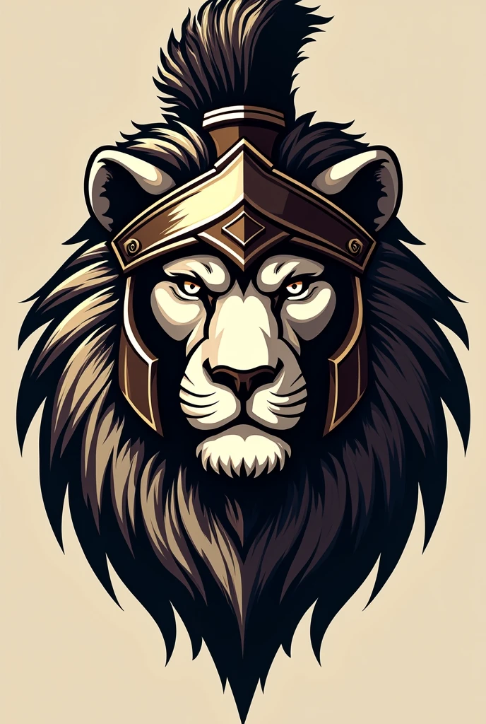 Create a Lion head using Spartan Helmet, for logo icon