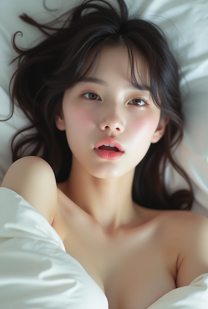 Realistic photo, 25 year old Japanese woman, nude, Lie on the bed with your legs spread, Detailed face and body, Natural light, High resolution, photoRealistic, (Highest quality,8k,High resolution,masterpiece:1.2),Very detailed,(Realistic,photoRealistic,photo-Realistic:1.37),Realistic skin texture,Beautiful eyes and lips,Beautifully detailed face,Long eyelashes,Smooth Skin,Natural body shape