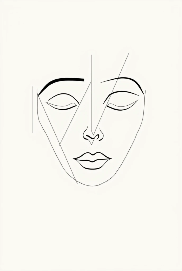 Linear art face and that has the letter M and V aesthetics