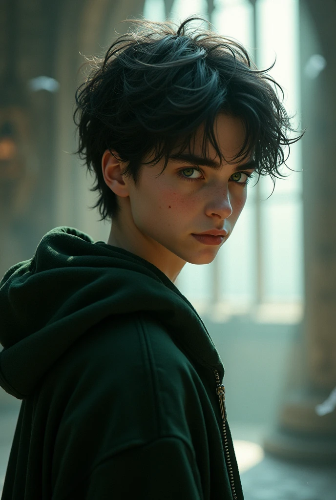 A delicate Harry Potter with the appearance of a young man