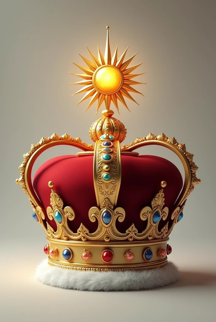 Royal crown with a sun on top, realist