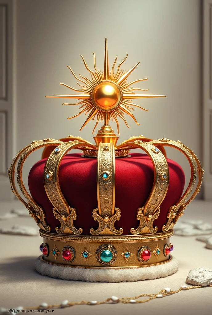 Royal crown with a sun on top, realist