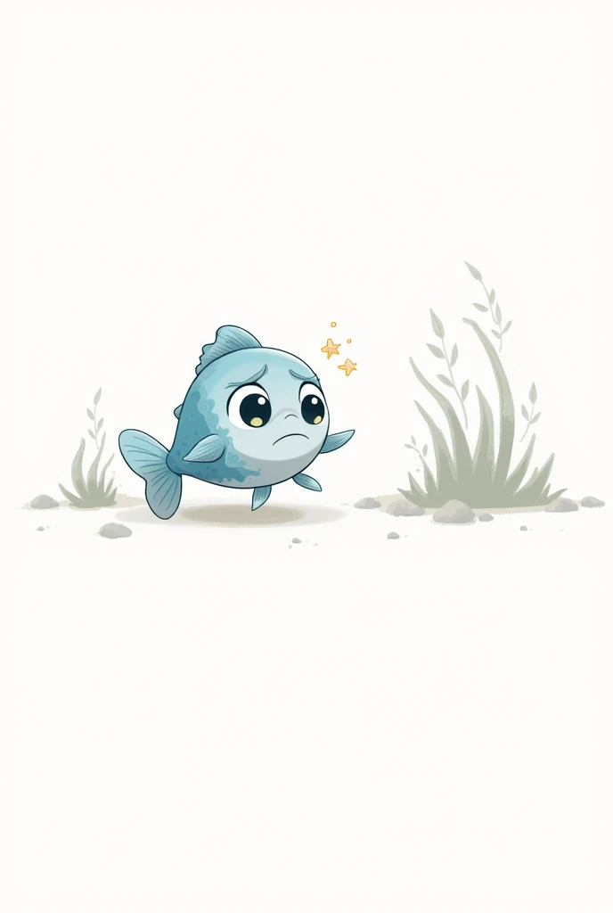 Create an image of a worried little fish , like the one in the image tip