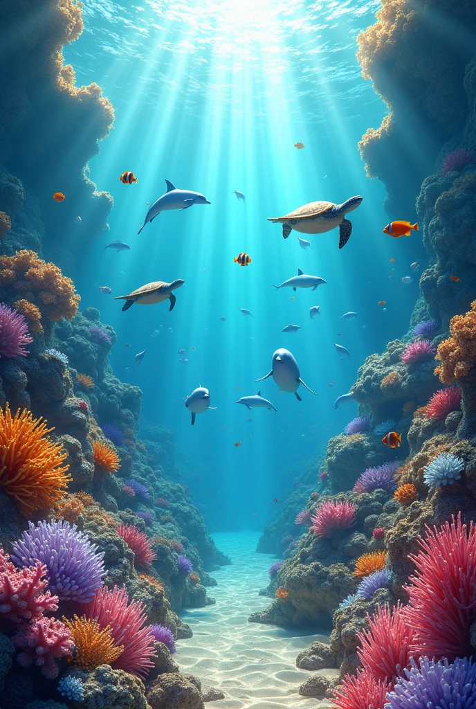 Have a parade swimming in the sea next to many colorful corals and sun